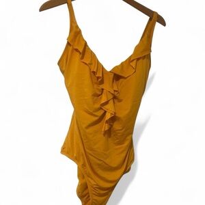 Jantzen Ruffled Mustard one-piece swimsuit